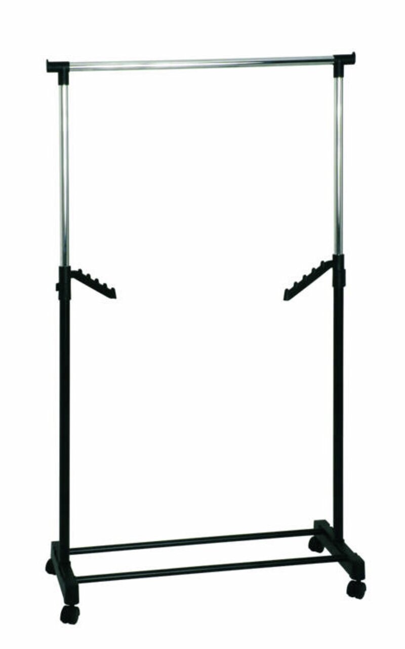 Rollgarderobe aus Metall mit Rollen, frontal abgebildet