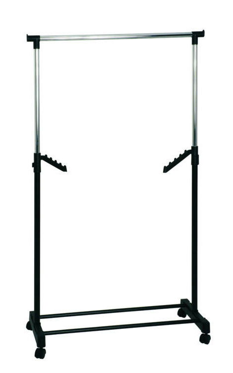 Rollgarderobe aus Metall mit Rollen, frontal abgebildet