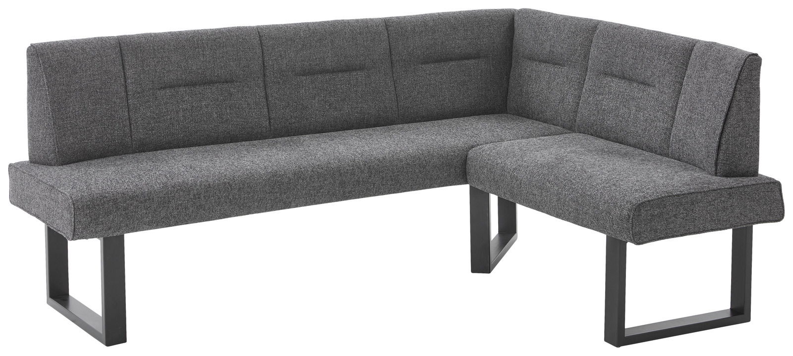 Valdera Eckbank KIRA Graue Eckbank mit modernem Design und Metallbeinen, seitliche Perspektive