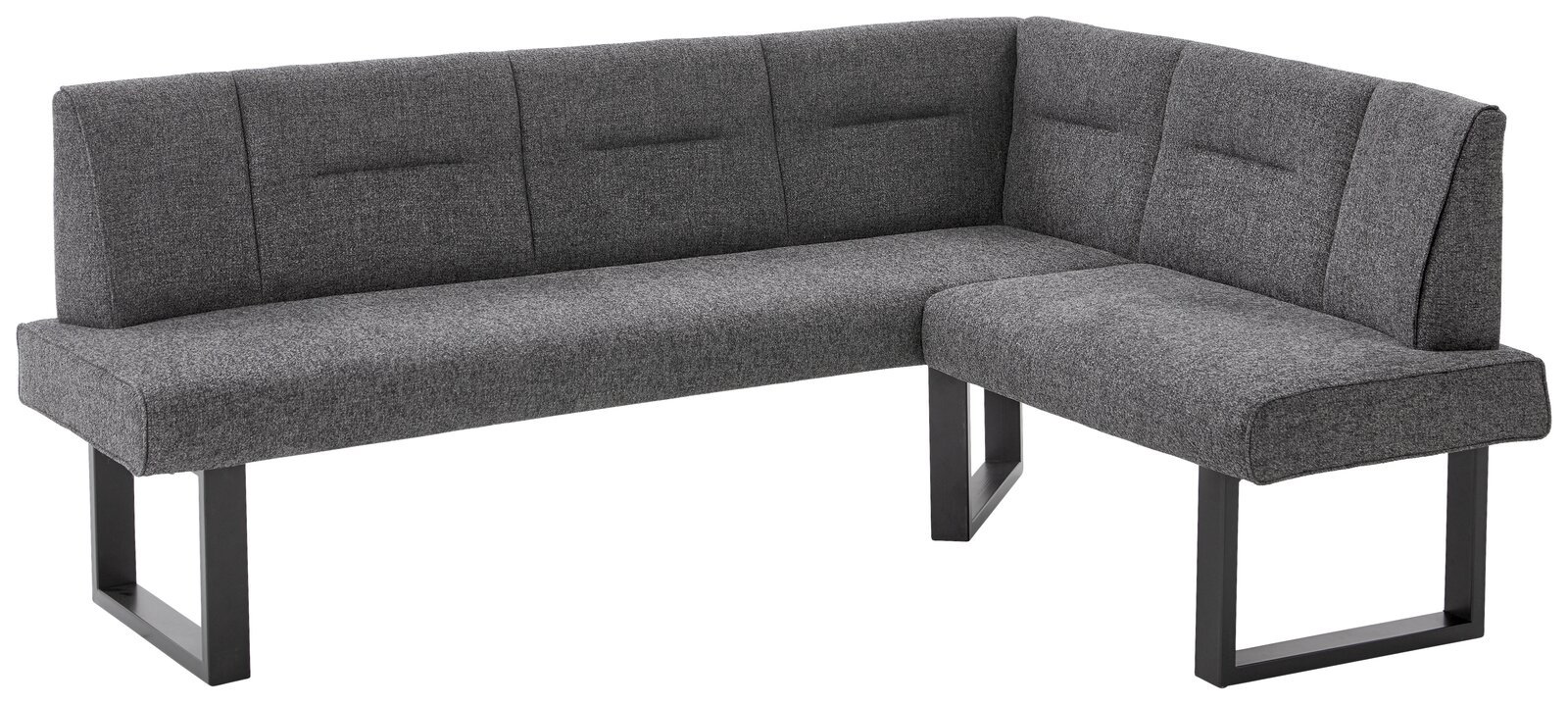 Valdera Eckbank KIRA Graue Eckbank mit modernem Design und Metallbeinen, seitliche Perspektive