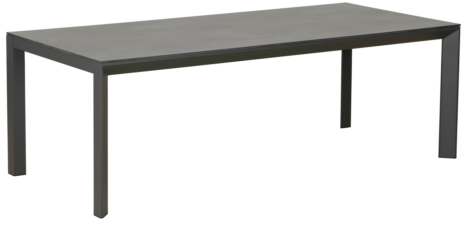 Amatio Gartentisch ARILD Moderner rechteckiger Gartentisch aus Metall in seitlicher Perspektive