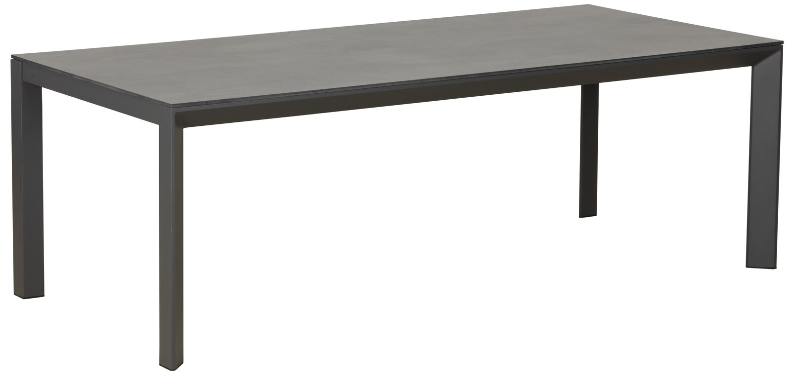 Amatio Gartentisch ARILD Moderner rechteckiger Gartentisch aus Metall in seitlicher Perspektive