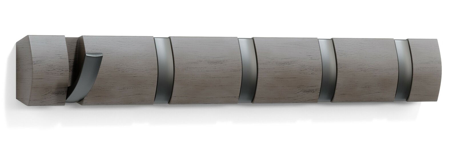 Umbra Wandgarderobe FLIP Moderne Wandgarderobe aus Holz mit mehreren Haken, seitliche Perspektive