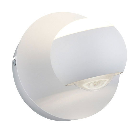 Moderne weiße Wandleuchte CANNON, seitliche Perspektive