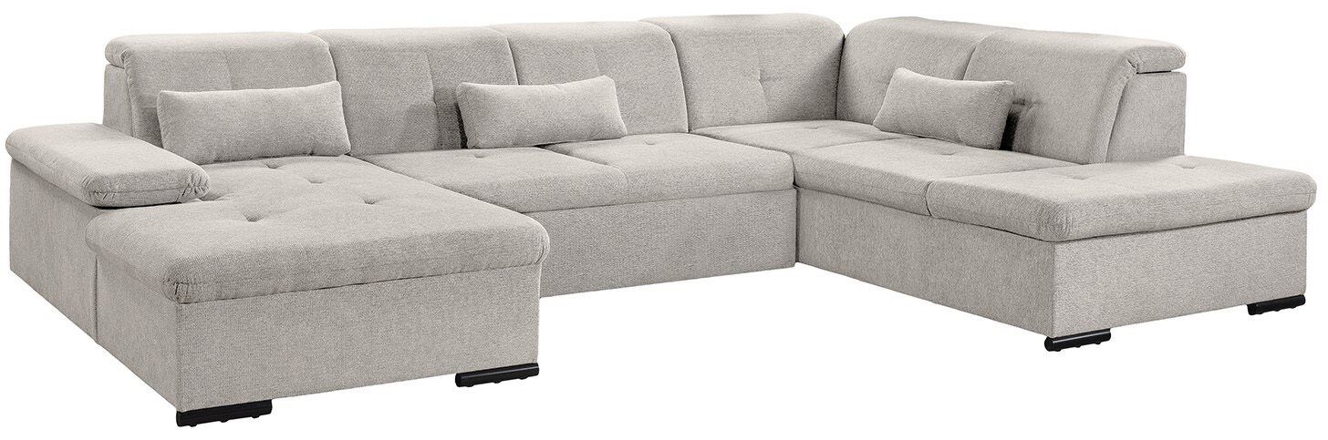 Z2 Zithoek VELORIA Graues Ecksofa in U-Form mit Kissen, Ansicht von vorne links