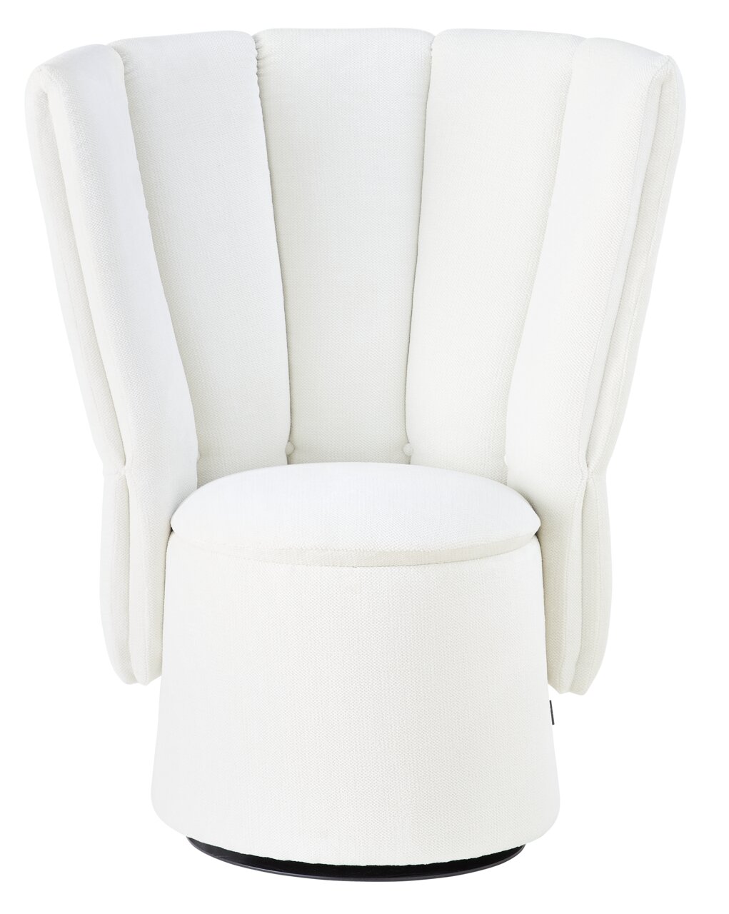 Weißer Sessel Mini mit muschelförmiger Rückenlehne, Vorderansicht