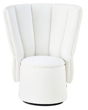Weißer Sessel Mini mit muschelförmiger Rückenlehne, Vorderansicht