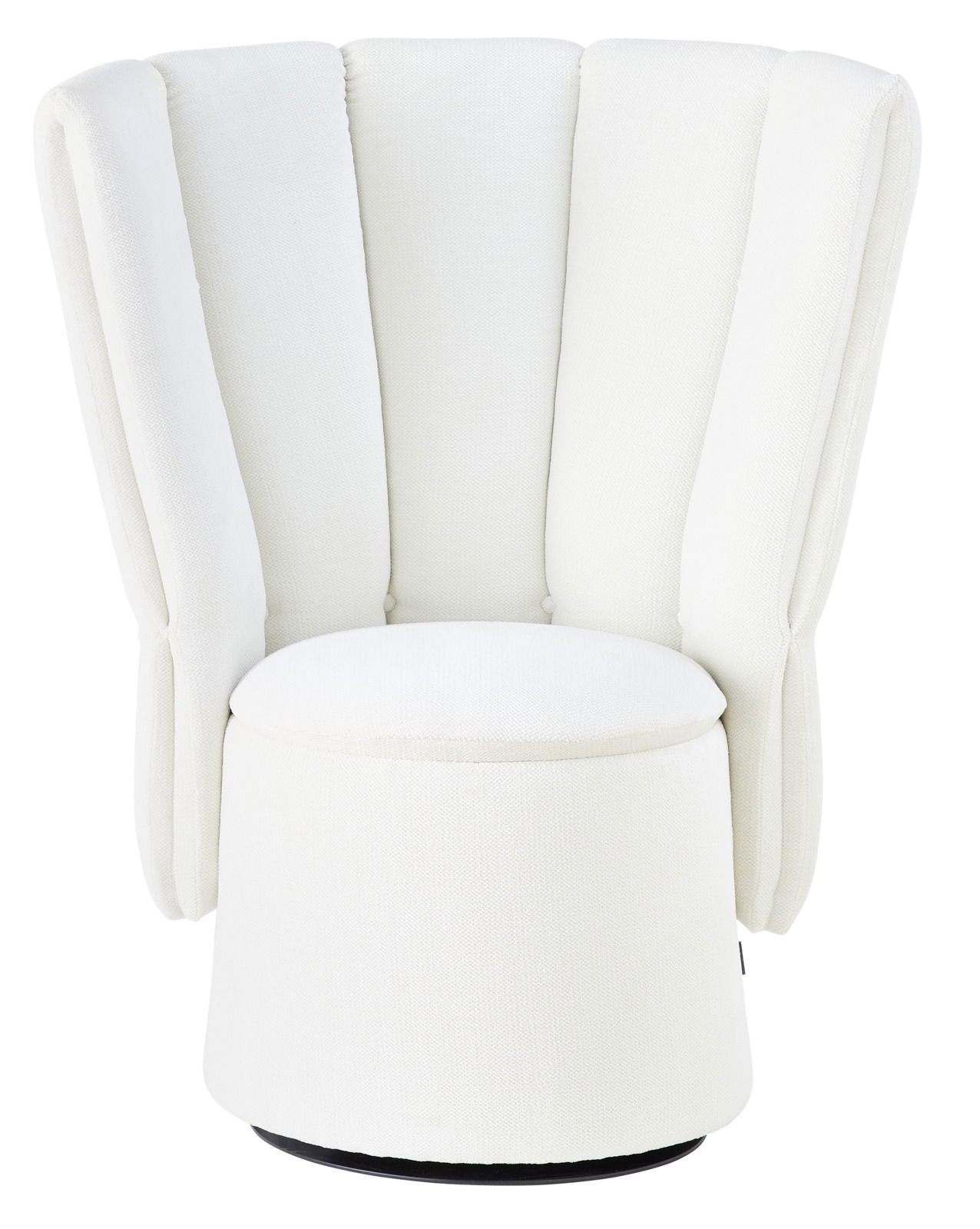 Weißer Sessel Mini mit muschelförmiger Rückenlehne, Vorderansicht