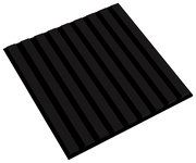 Schwarzes quadratisches Dekopaneel mit parallelen Erhebungen, perspektivisch von oben betrachtet.