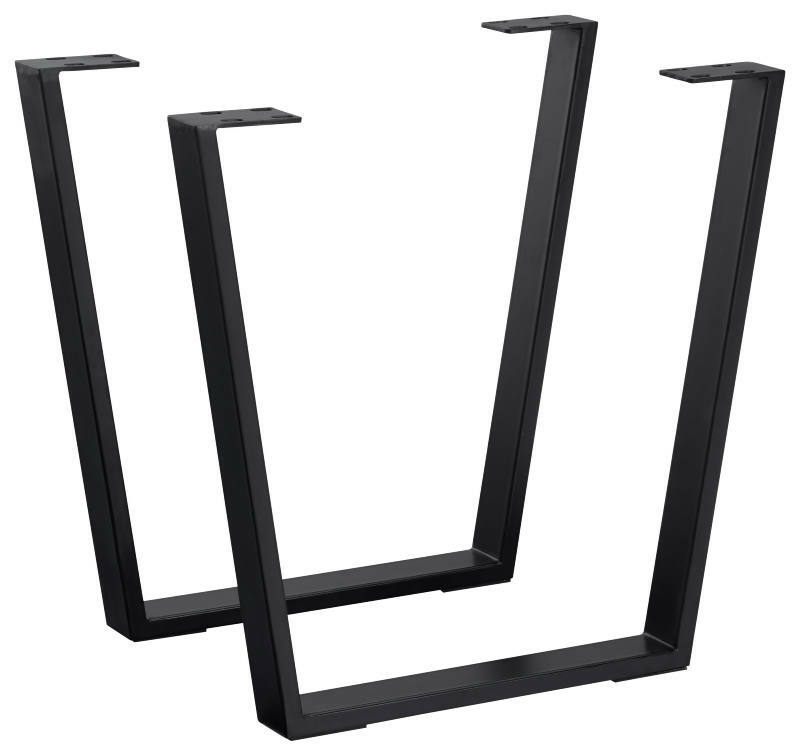 Valdera 2er Set V-Gestell MEMORY Zwei schwarze V-förmige Tischgestelle aus Metall, seitliche Perspektive