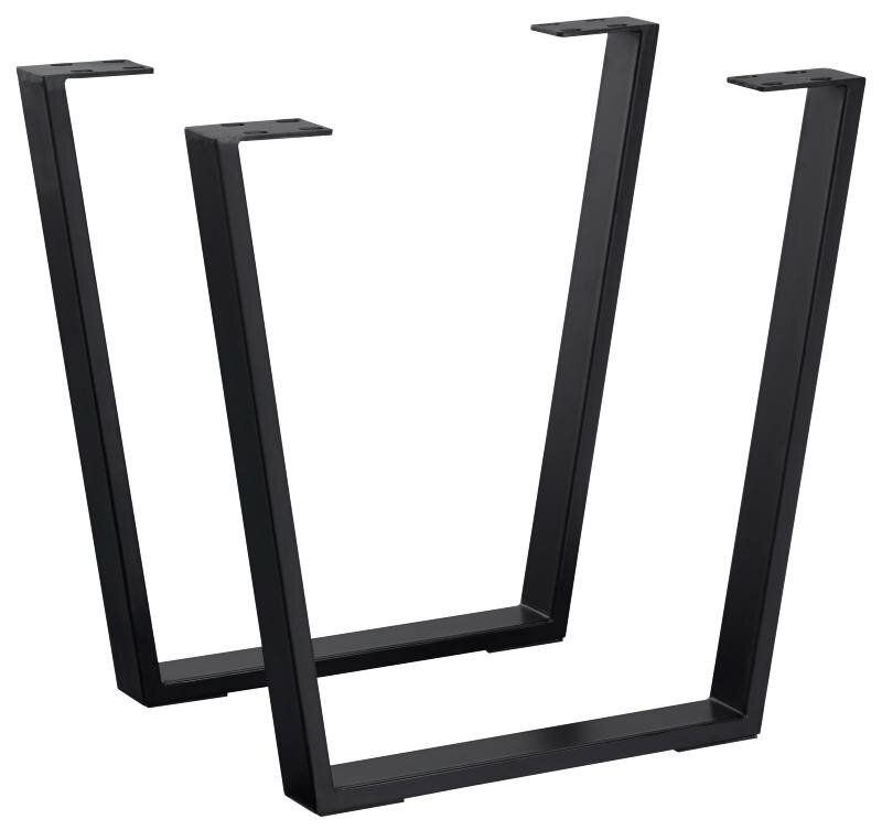 Valdera 2er Set V-Gestell MEMORY Zwei schwarze V-förmige Tischgestelle aus Metall, seitliche Perspektive