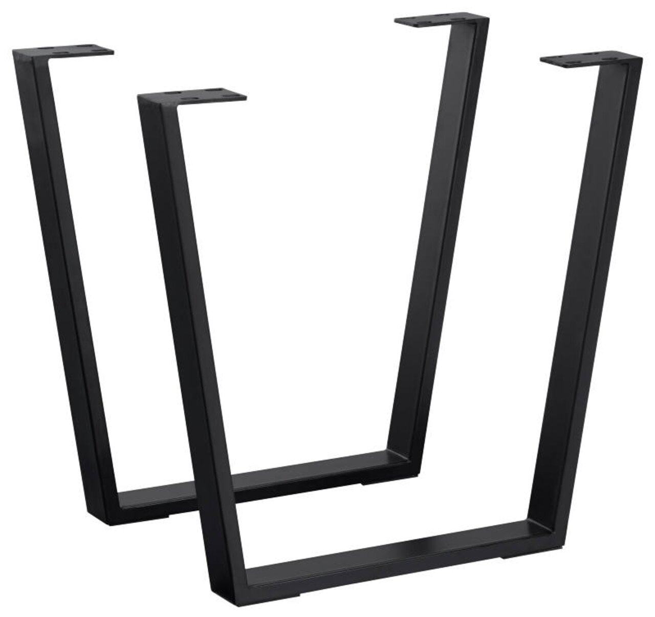 Valdera 2er Set V-Gestell MEMORY Zwei schwarze V-förmige Tischgestelle aus Metall, seitliche Perspektive