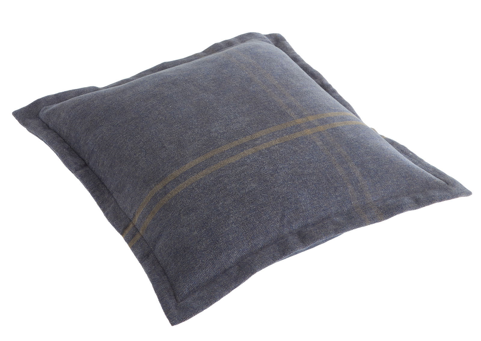 Linneweber Kissenbezug BRAGA Grauer Kissenbezug mit dezentem Streifenmuster, perspektivisch von schräg oben fotografiert.