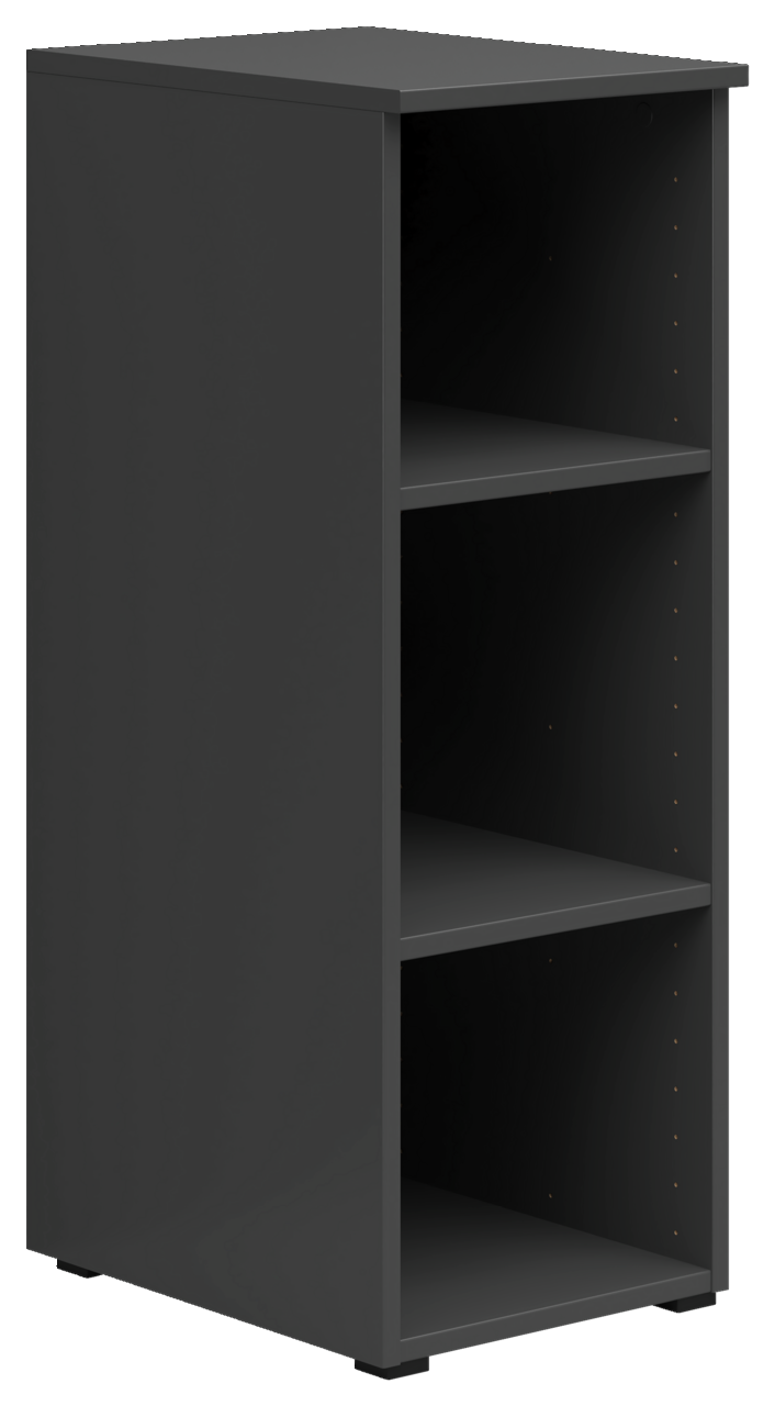 Carryhome Regal MULTISTAURAUM Schwarzes Regal mit drei offenen Fächern, seitliche Perspektive