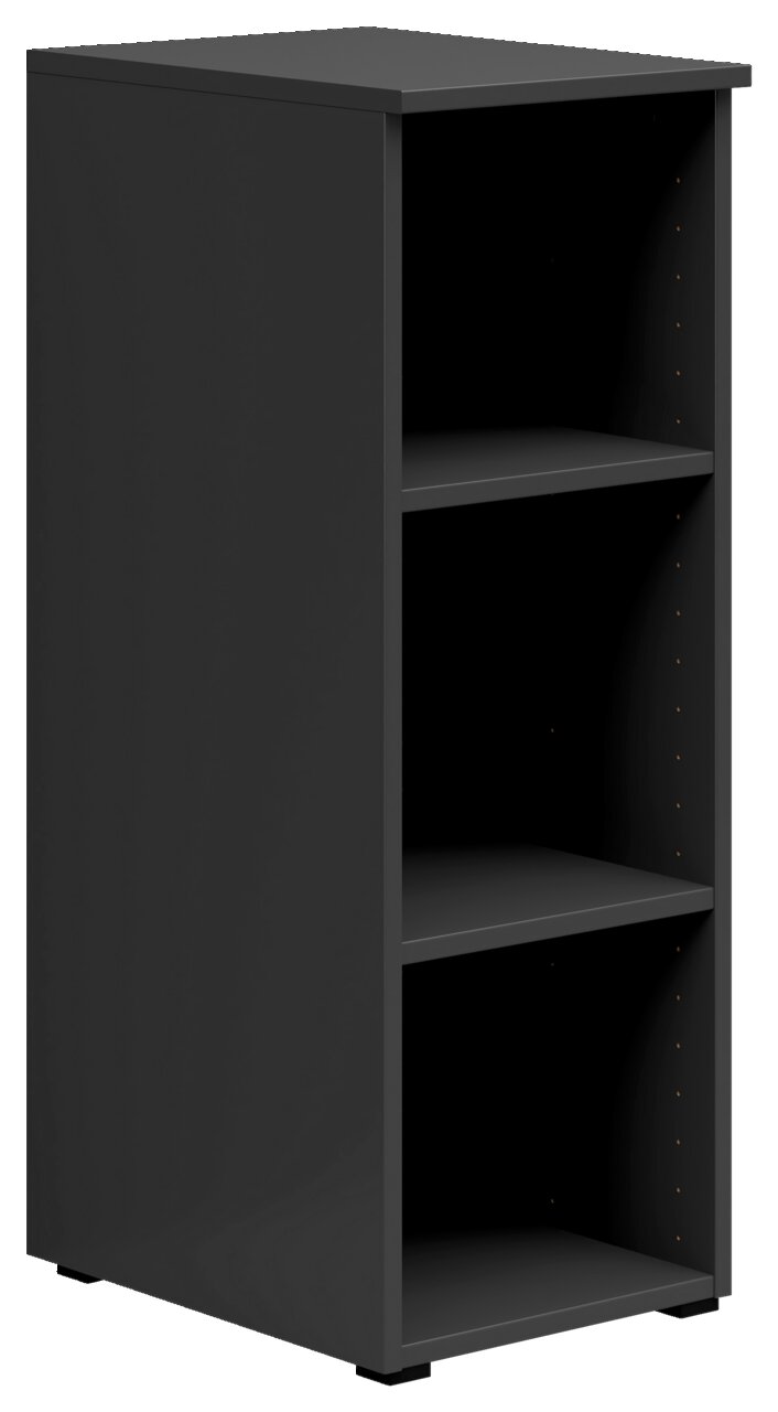 Carryhome Regal MULTISTAURAUM Schwarzes Regal mit drei offenen Fächern, seitliche Perspektive