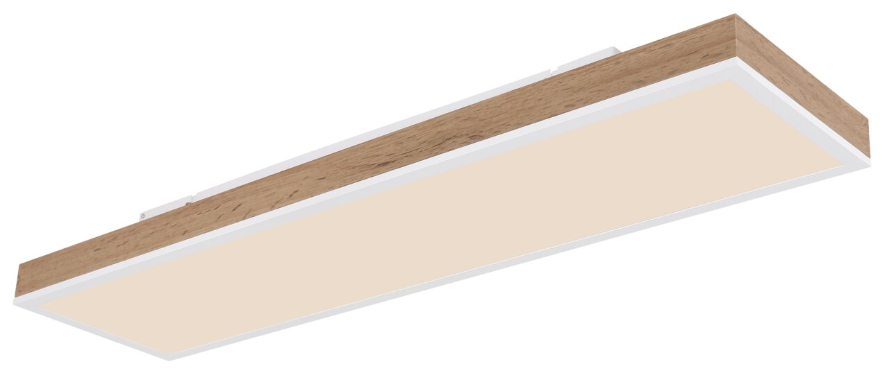 Globo Lighting Deckenleuchte DORO Moderne rechteckige Deckenleuchte mit Holzrahmen, seitliche Perspektive