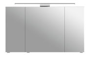Moderner Spiegelschrank mit drei Türen und integrierter Beleuchtung, Frontalansicht