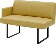 Gelbe 1,5er XL Bank mit linker Armlehne, seitliche Perspektive