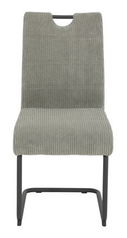 Grauer Schwingstuhl mit geripptem Stoffbezug, Vorderansicht