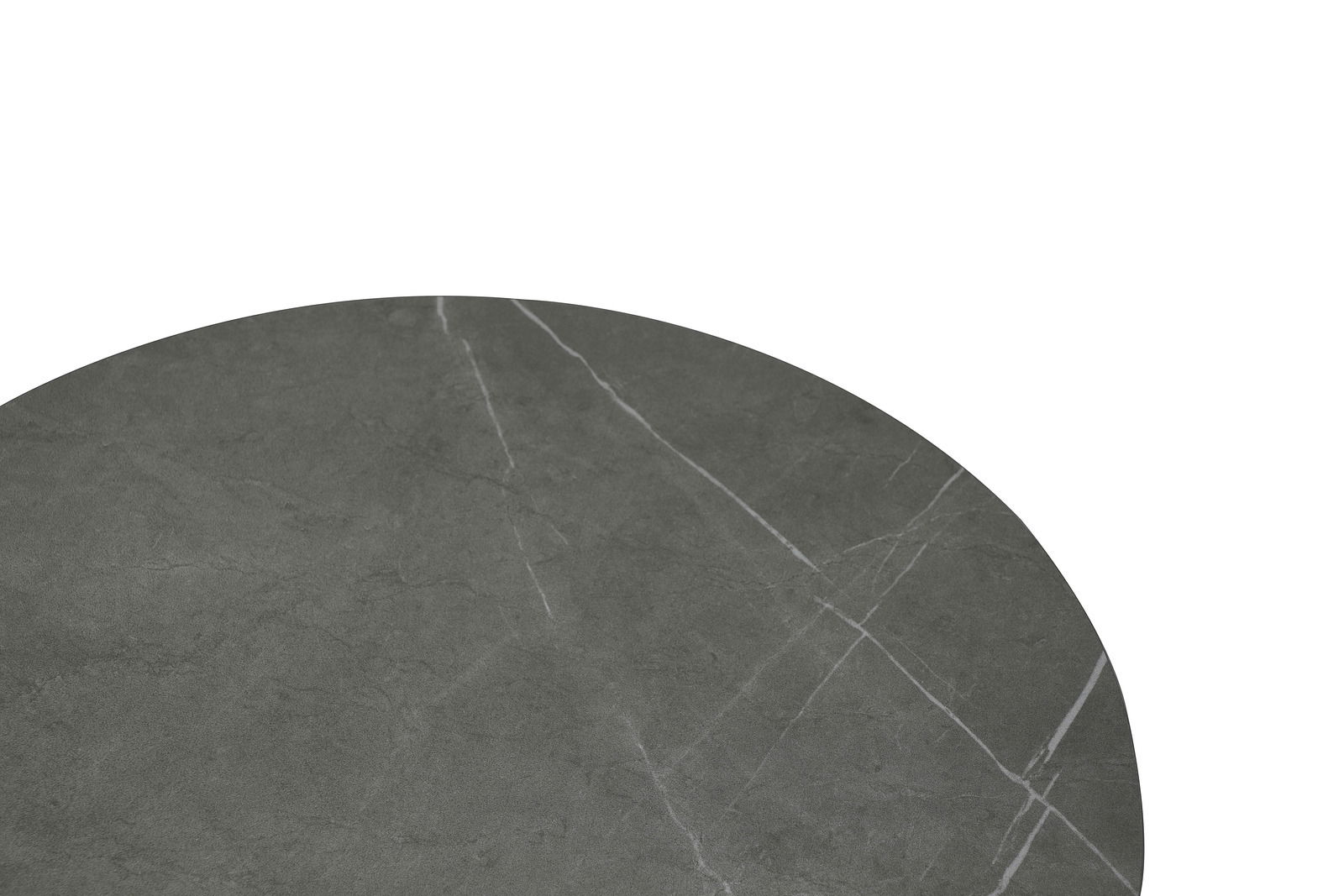 Runde Tischplatte aus grauem Marmor mit feinen weißen Adern, Draufsicht