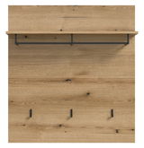 Holzpaneel mit Ablage und Haken, frontale Ansicht
