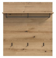 Holzpaneel mit Ablage und Haken, frontale Ansicht