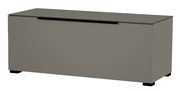 TV-Lowboard in grauer Farbe, rechteckige Form mit glatter Oberfläche, Frontansicht