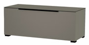 TV-Lowboard in grauer Farbe, rechteckige Form mit glatter Oberfläche, Frontansicht