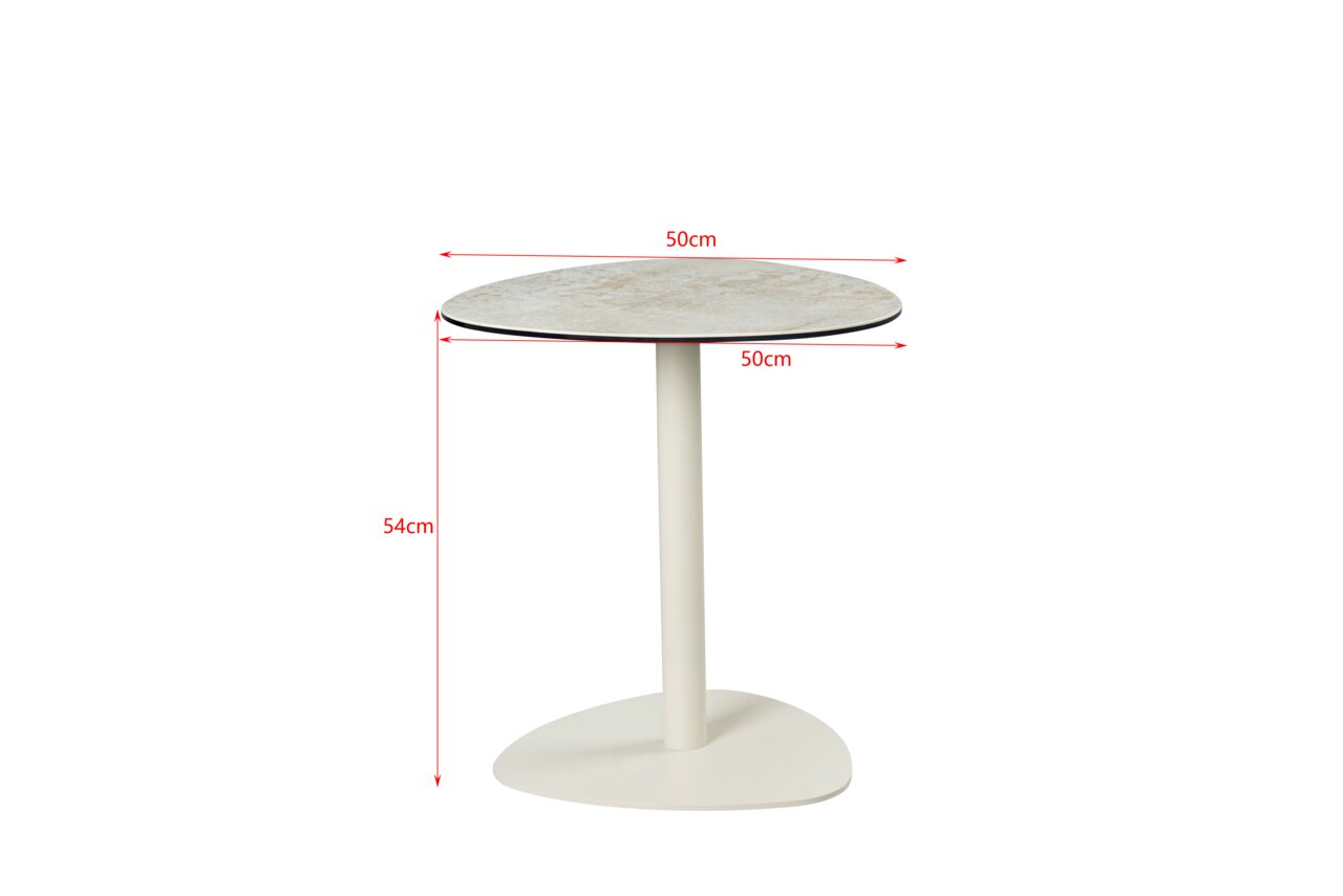 Belluti Beistelltisch BARCELONA Moderner Beistelltisch mit runder Tischplatte und schlankem, zentralem Standfuß, seitliche Perspektive.