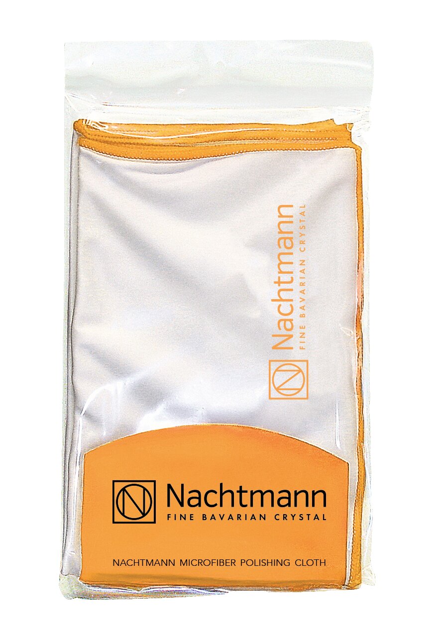 Nachtmann Poliertuch Mikrofaser POLISHING CLOTH Nachtmann Mikrofaser-Poliertuch in transparenter Verpackung mit orangefarbenem Rand und Logo, Frontansicht