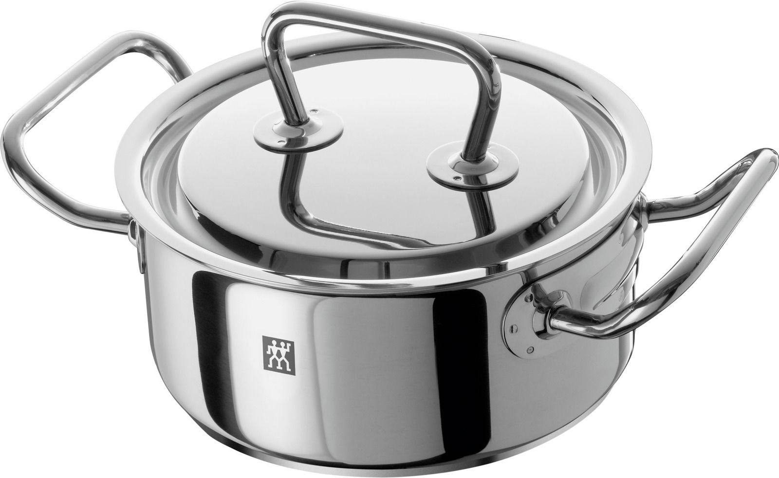 ZWILLING Bratentopf TWIN CLASSIC Edelstahl-Bratentopf mit Deckel und zwei Griffen, seitliche Perspektive