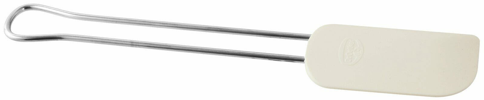 Teigschaber 26cm Profi mit weißem Schaber und Metallgriff, seitliche Perspektive
