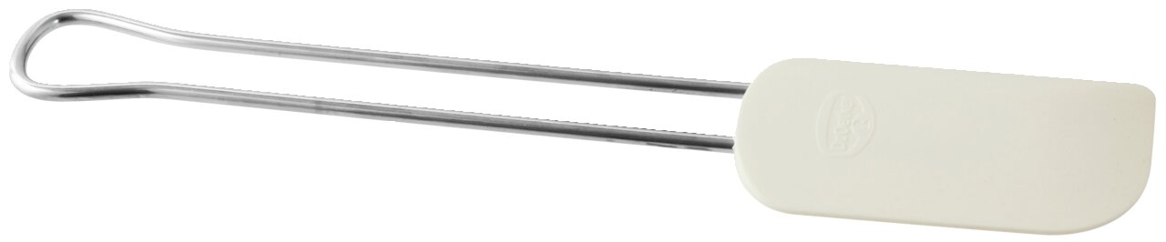 Teigschaber 26cm Profi mit weißem Schaber und Metallgriff, seitliche Perspektive