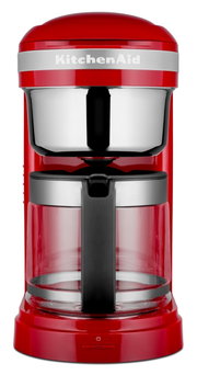Rote Kaffeemaschine Empire von vorne mit Glaskanne und Edelstahlakzenten