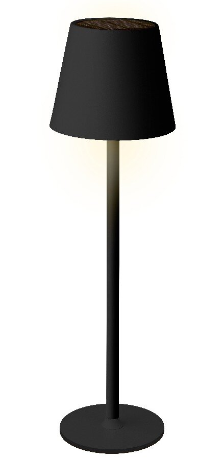 Lumineo Solar Tischleuchte Schwarze Solar Tischleuchte mit konischem Schirm, seitliche Ansicht