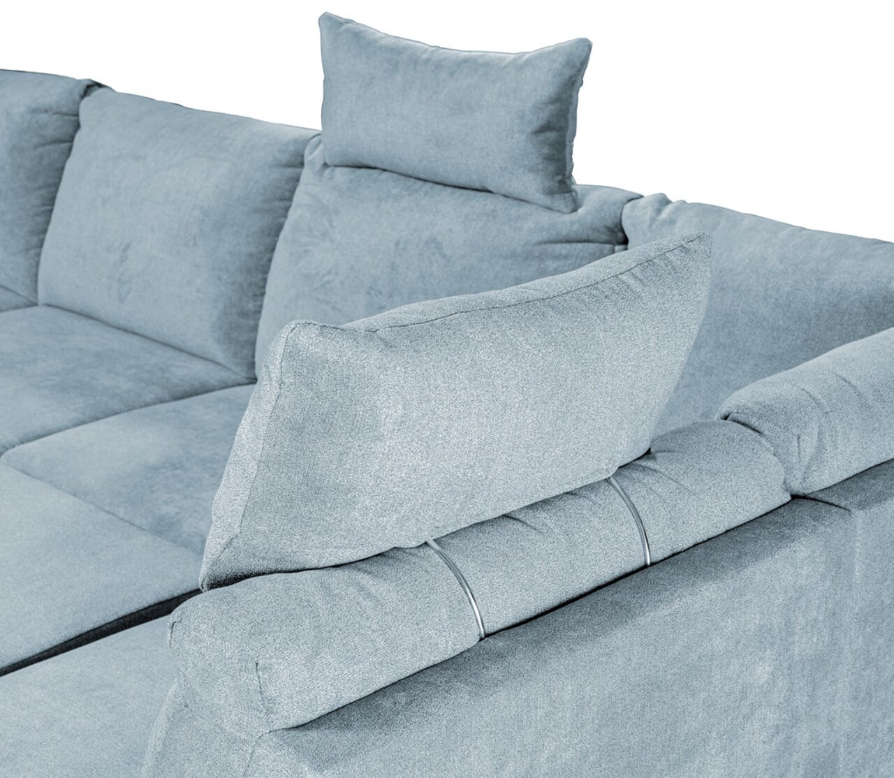 Kopfstütze auf einem Sofa, seitliche Perspektive