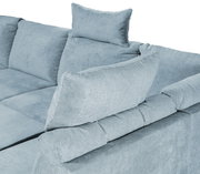 Kopfstütze auf einem Sofa, seitliche Perspektive