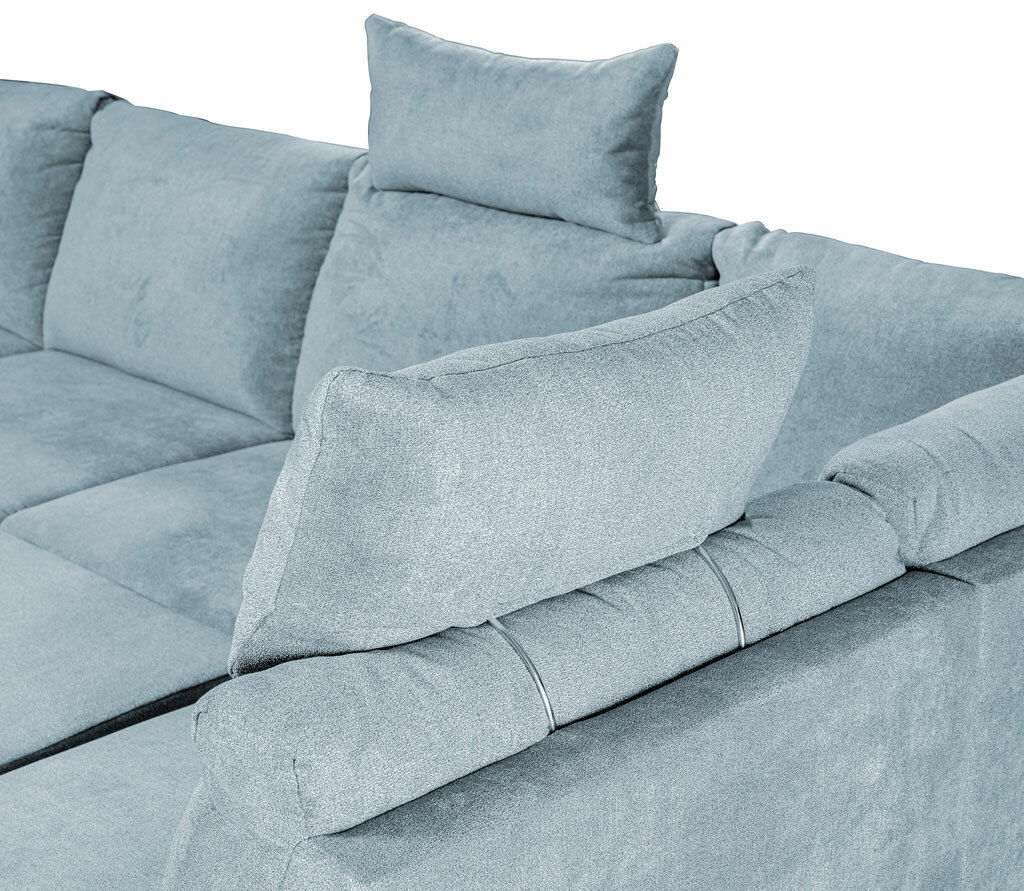 Kopfstütze auf einem Sofa, seitliche Perspektive