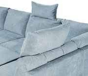 Kopfstütze auf einem Sofa, seitliche Perspektive