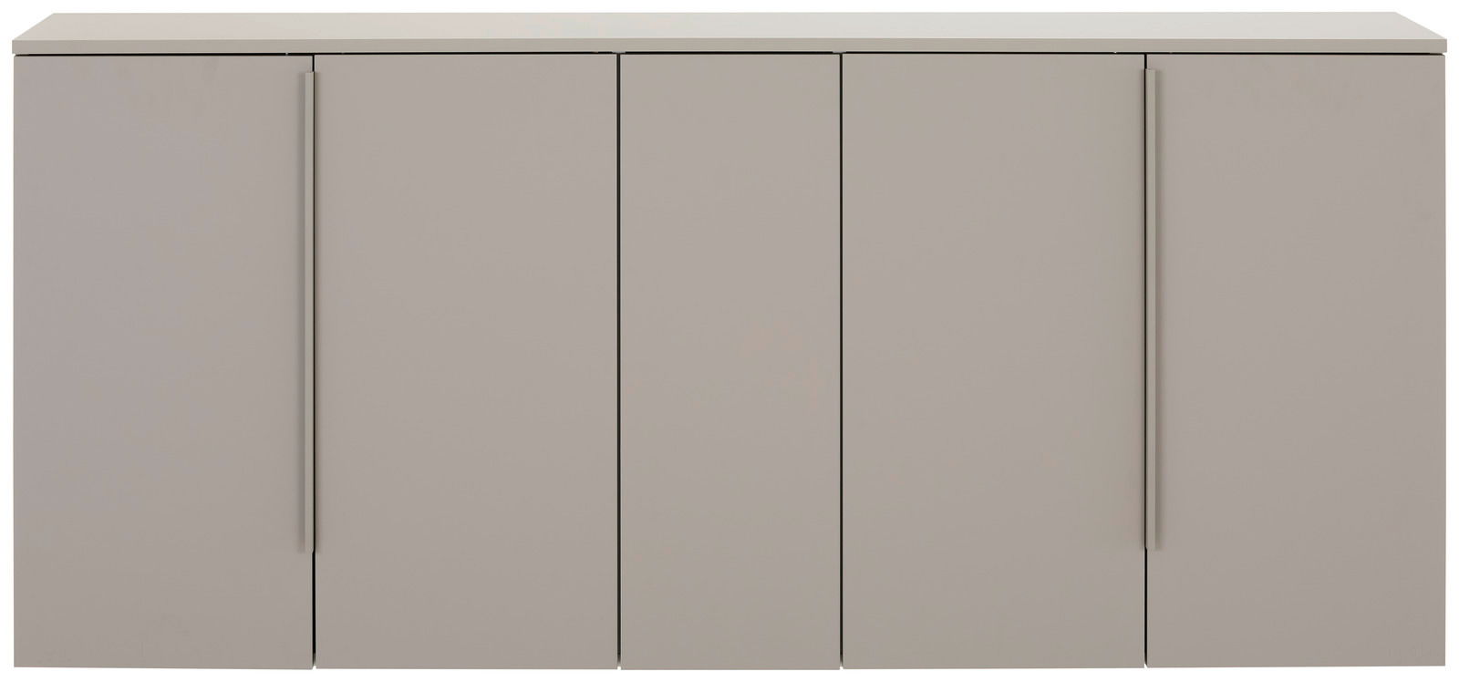 Moderner XL-Hängeschuhschrank in grauer Farbe mit vier Türen, frontal betrachtet.