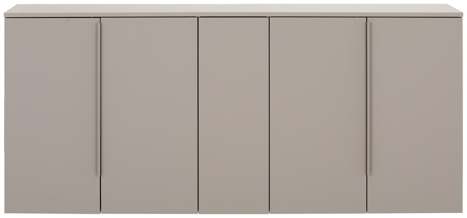 Moderne XL-hangkast in grijze kleur met vier deuren, gezien vanaf de voorkant.