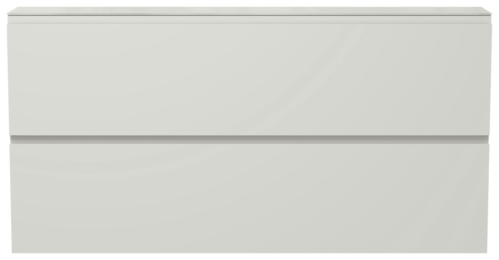 Frontansicht eines weißen XL-Hängeschuhschranks mit zwei Klappen.