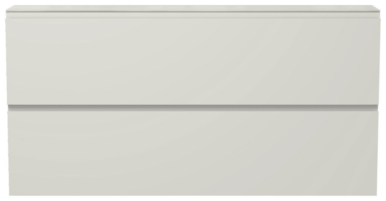 Frontansicht eines weißen XL-Hängeschuhschranks mit zwei Klappen.