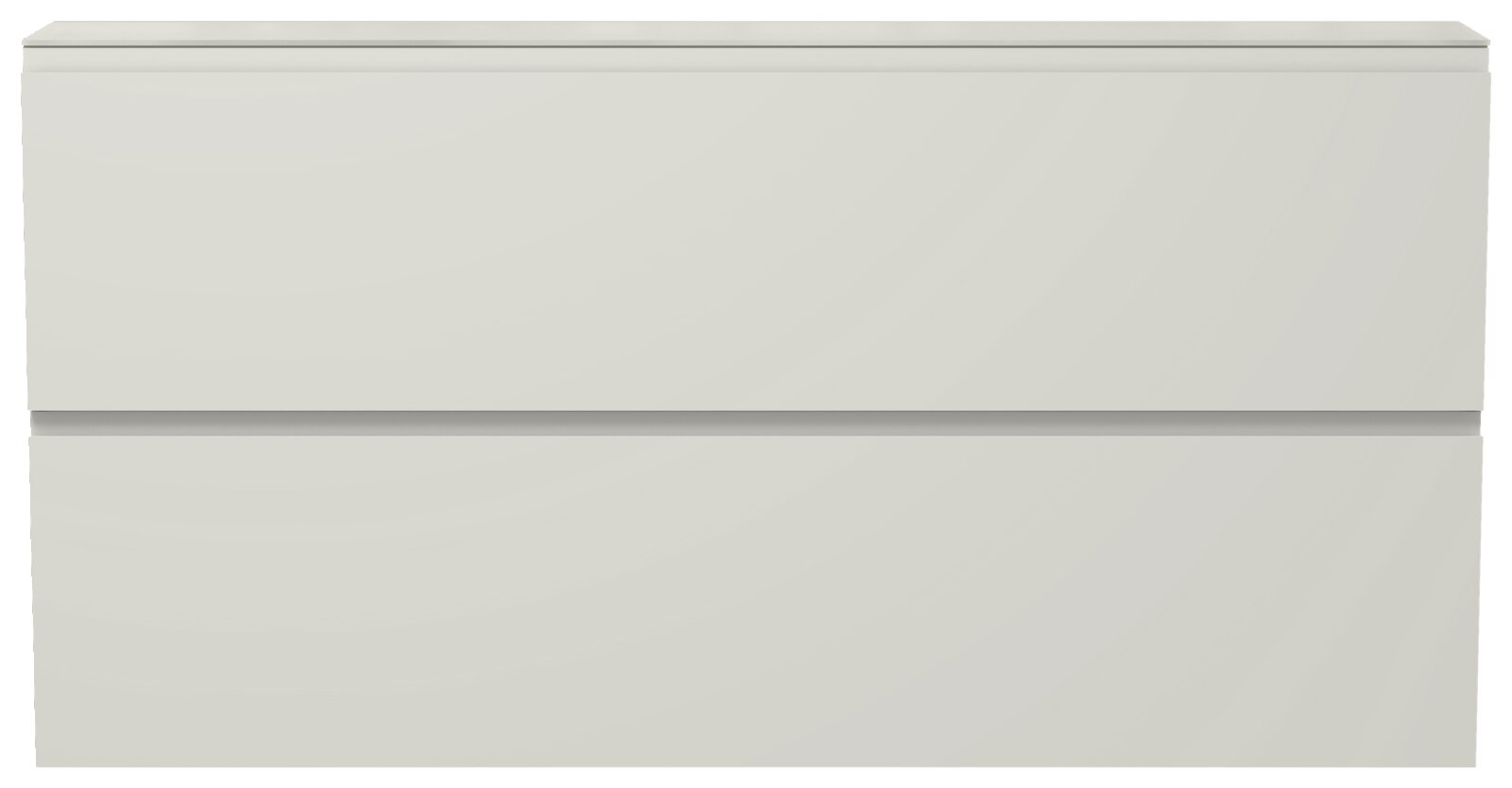 Frontansicht eines weißen XL-Hängeschuhschranks mit zwei Klappen.
