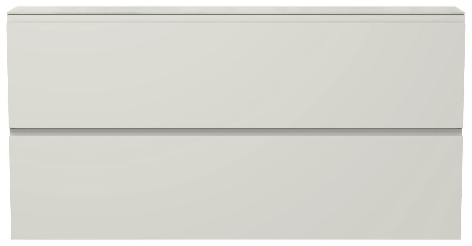 Frontansicht eines weißen XL-Hängeschuhschranks mit zwei Klappen.