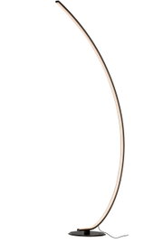 Elegante LED-Stehleuchte mit geschwungenem Design, seitliche Perspektive