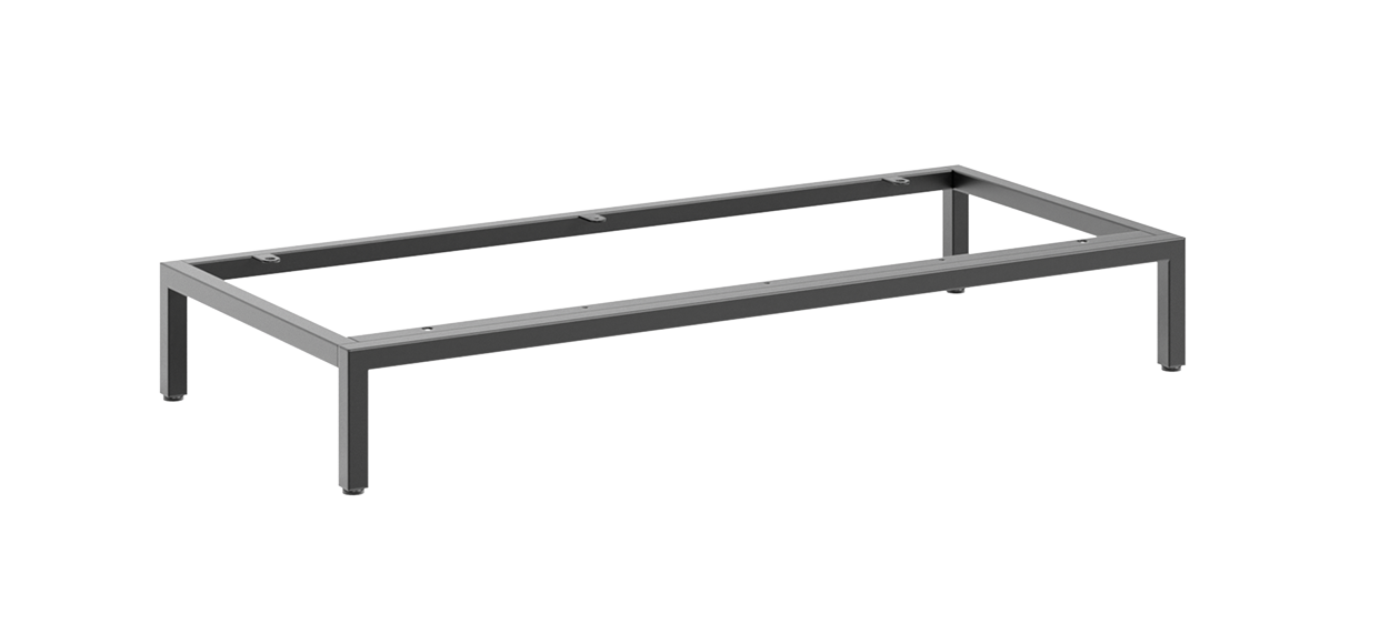 Novel metalen onderstel MALIN Metalluntergestell in rechteckiger Form, seitliche Perspektive