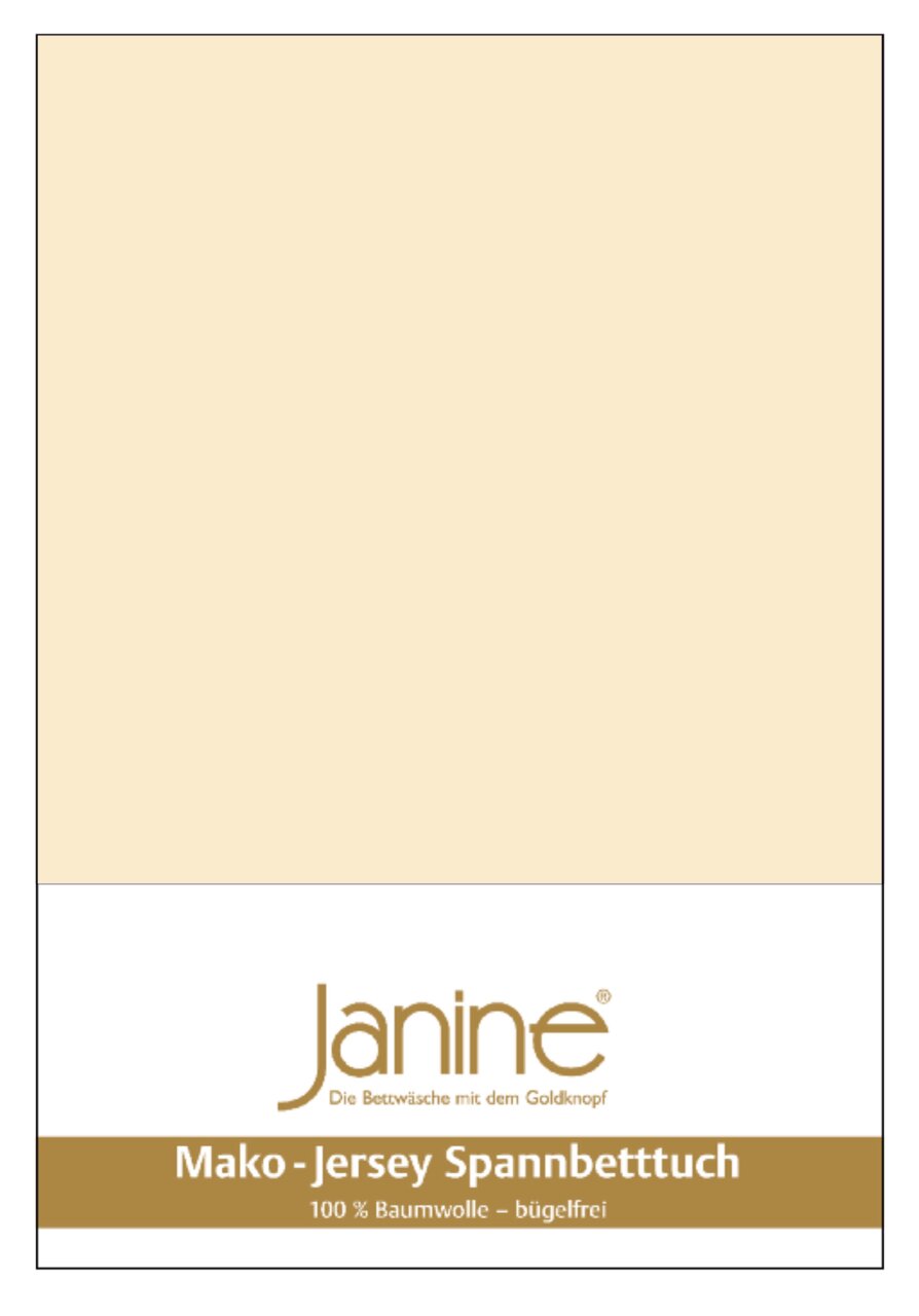 Jersey hoeslaken in beige, 100 x 200 cm, van 100% katoen, strijkvrij, vooraanzicht