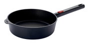 Guss-Hochrandpfanne 28cm Eco L mit langem Griff, seitliche Perspektive