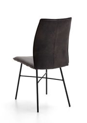 Moderner schwarzer Stuhl mit Metallbeinen, Rückansicht
